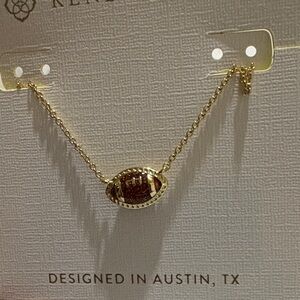 Kendra Scott Gold Necklace with Brown football Stone